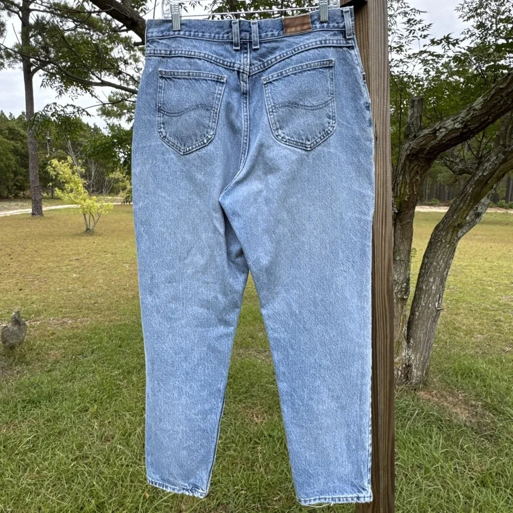 Vintage Lee Jeans Men 36x30 Light Wash Straight Leg Denim Distressed MadeUSA 90s - Picture 2 of 12